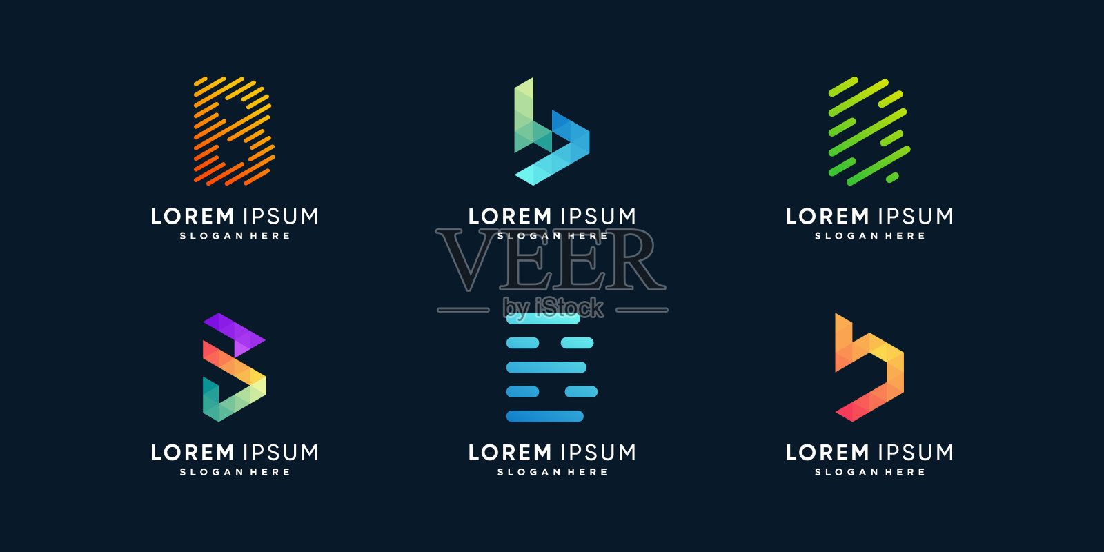 字母B标志集合与现代风格的高级矢量插画图片素材