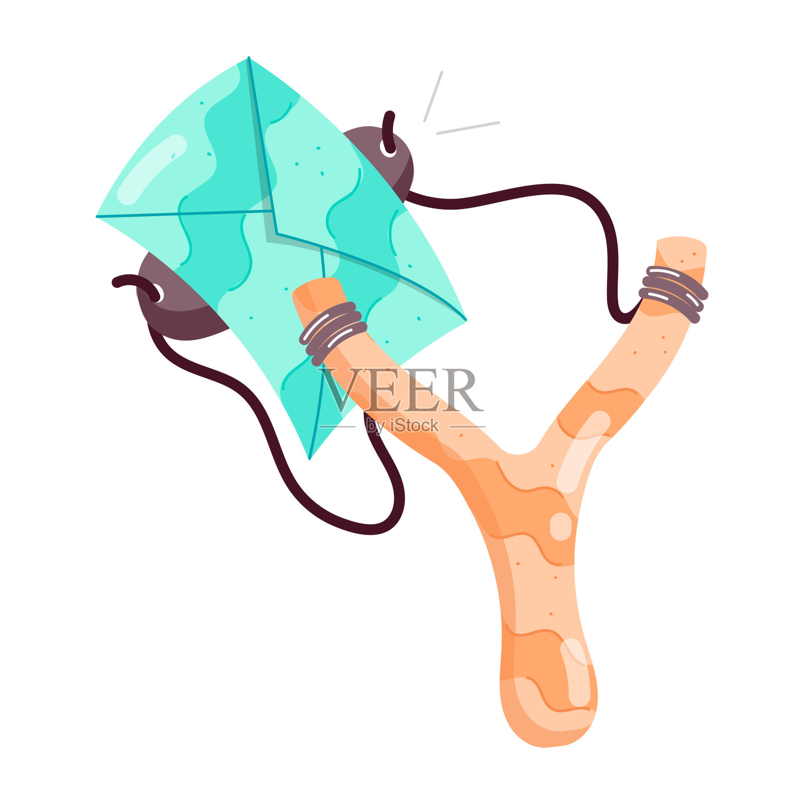 寄信用弹弓，扁平风格贴纸插画图片素材