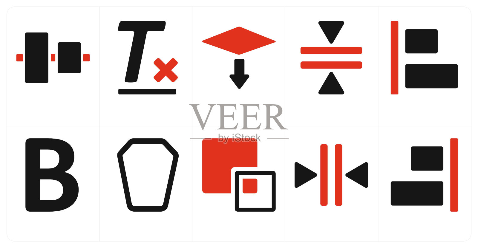 一组10个编辑工具图标，如对称缩放，对称插画图片素材