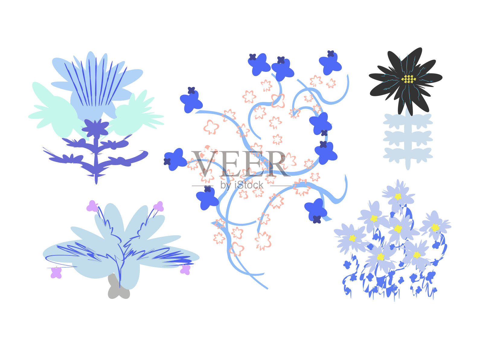 创意花卉元素的集合插画图片素材
