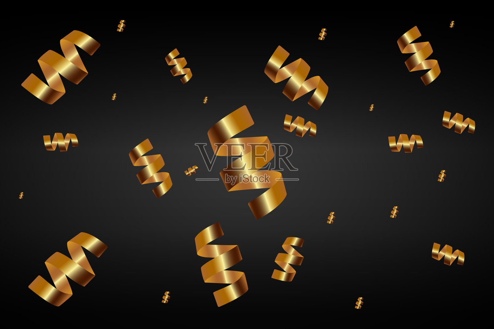 金色蛇形和五彩纸屑节日背景。插画图片素材