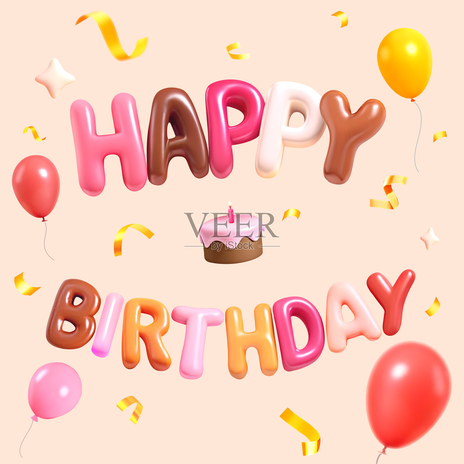 3d插图矢量生日贺卡快乐插画图片素材