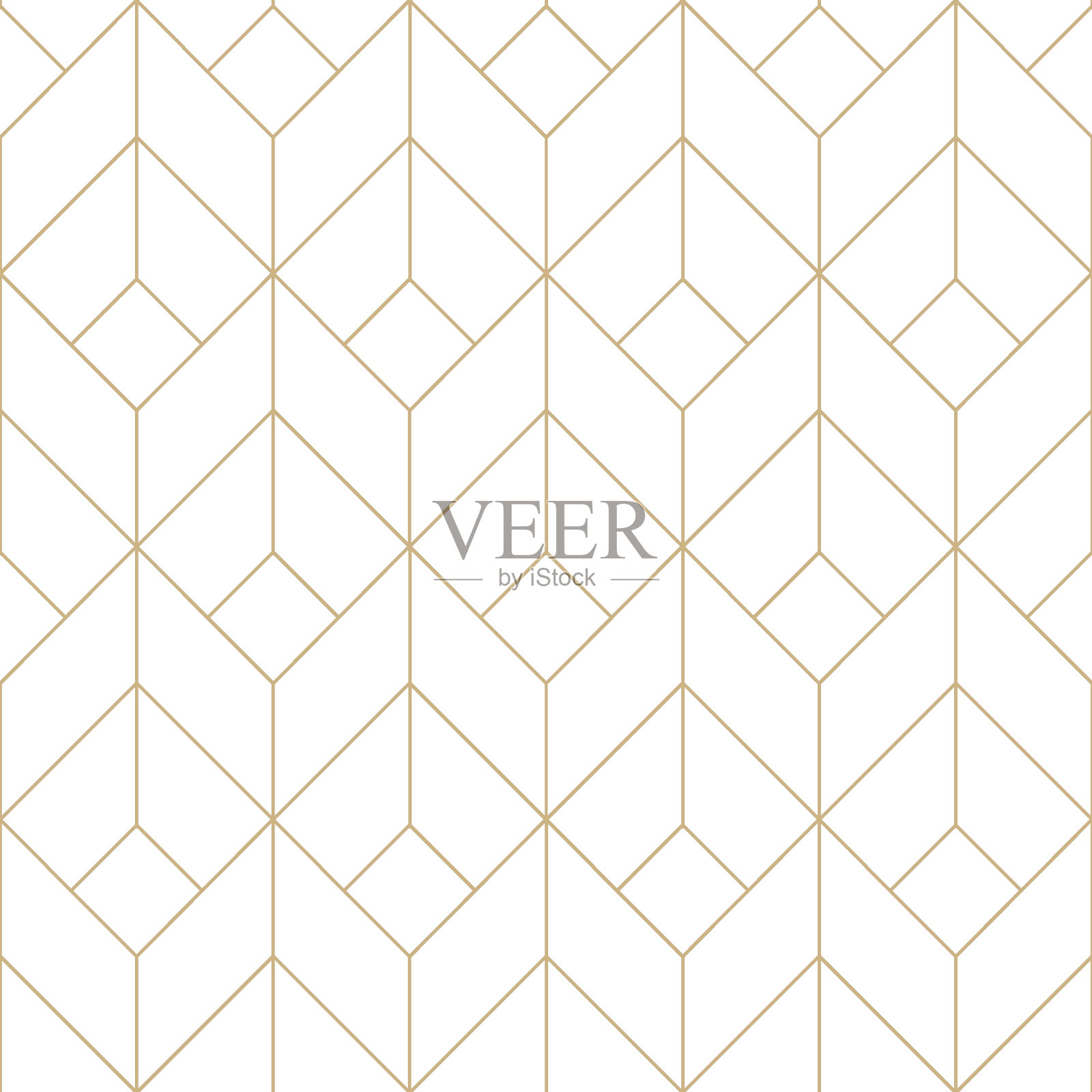 金色和白色的对角线无缝图案。几何线性菱形网格图案。奢华的线性纹理图案。插画图片素材