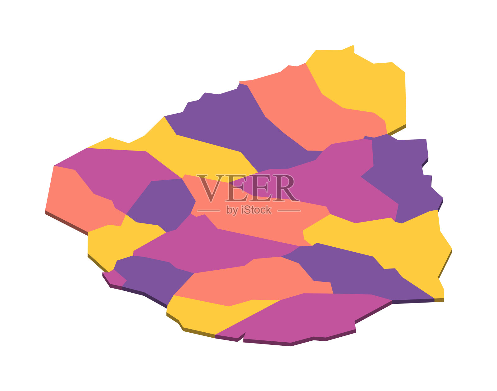 乌拉圭行政区划政治地图插画图片素材