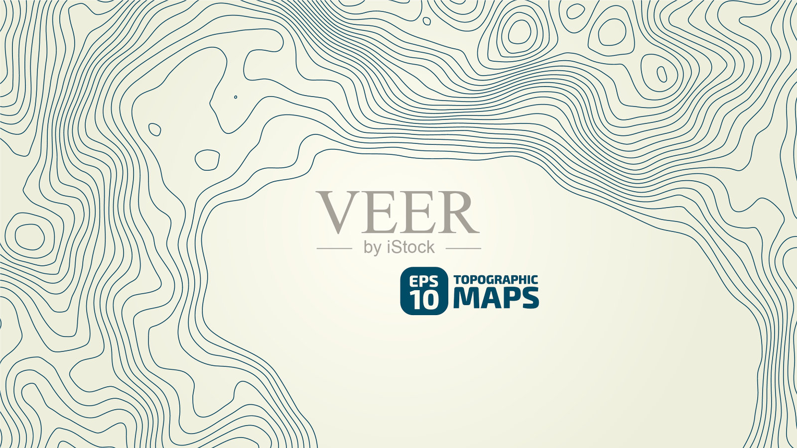 该地区的地形等高线地图。以线条和轮廓表示的风格化地形轮廓高度。插画图片素材