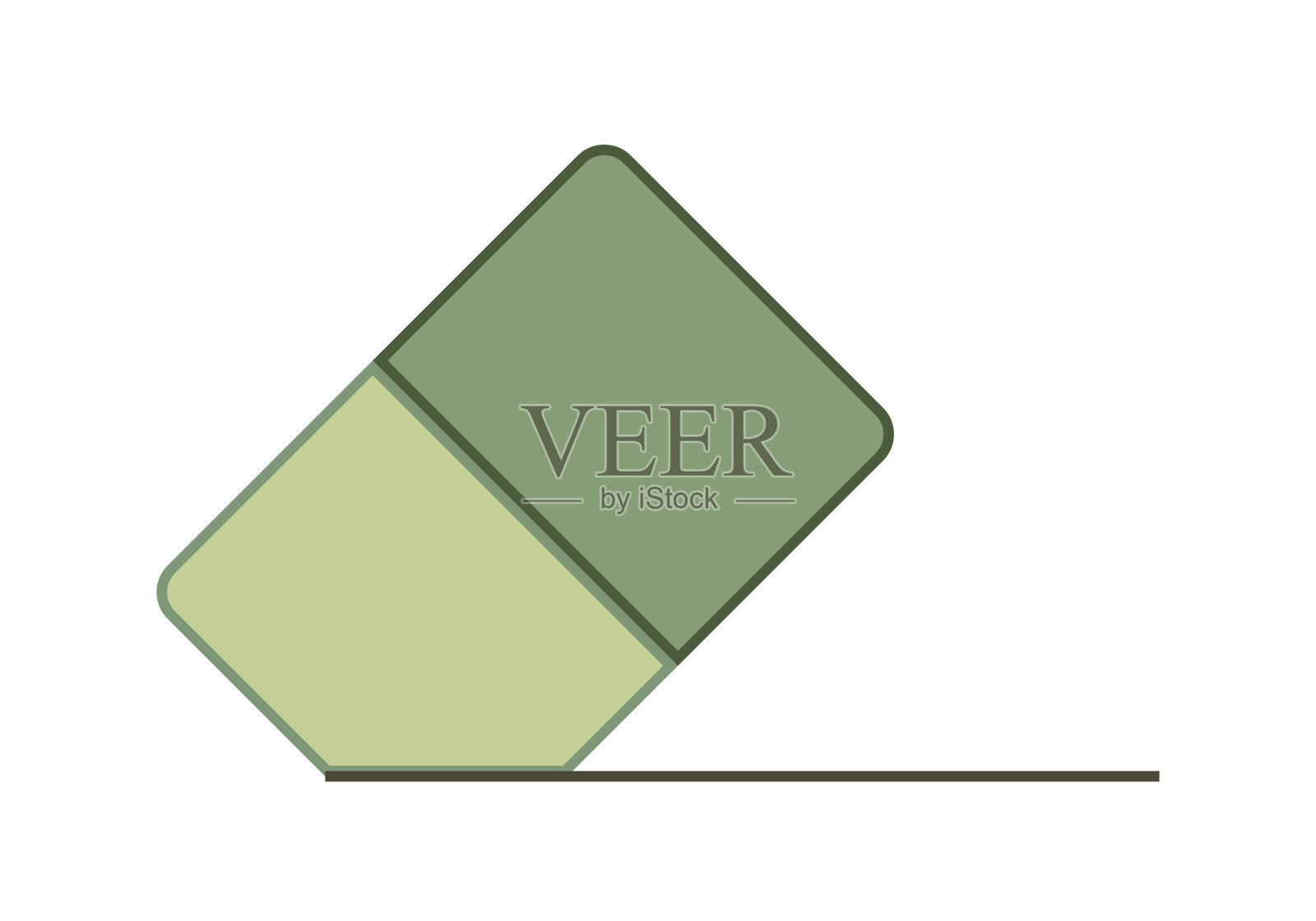 白色背景上的绿色橡皮擦插画图片素材