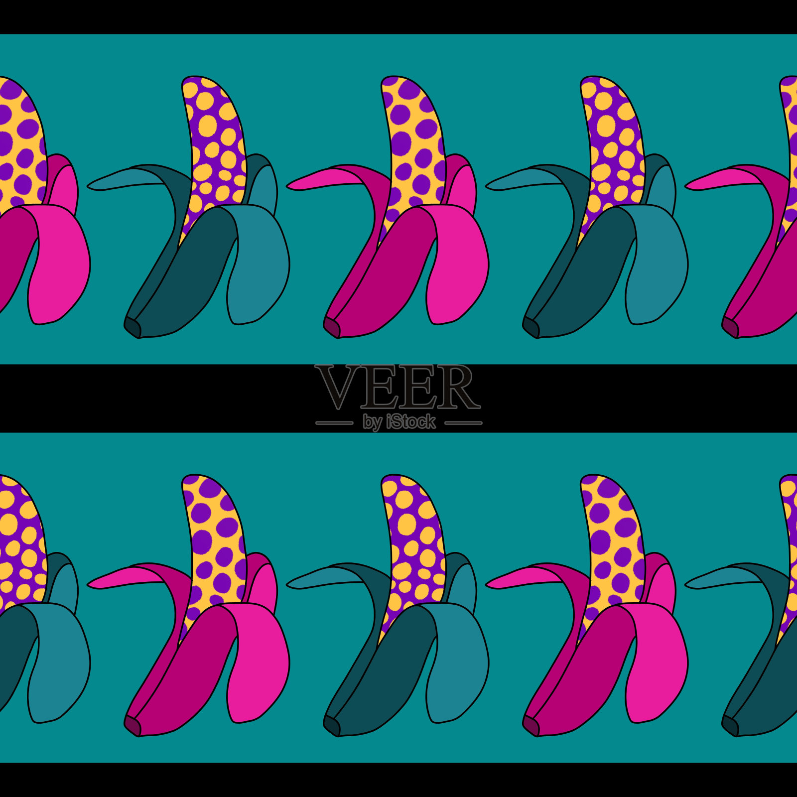 香蕉无缝花纹，用于包装纸，织物和亚麻布插画图片素材