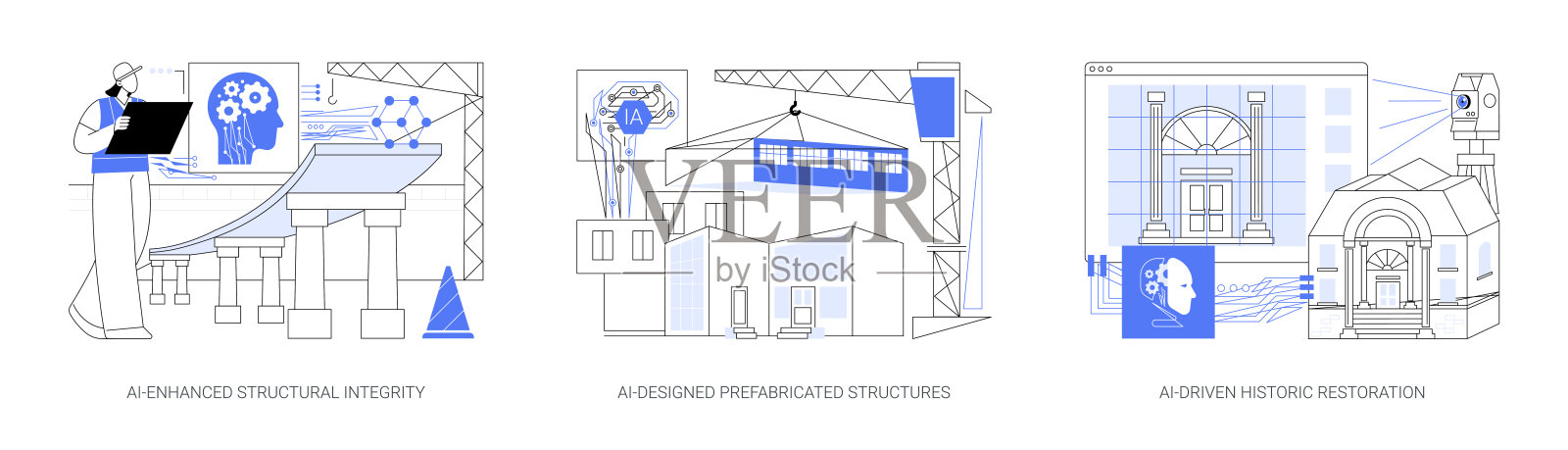 人工智能在构建抽象概念矢量插图。插画图片素材