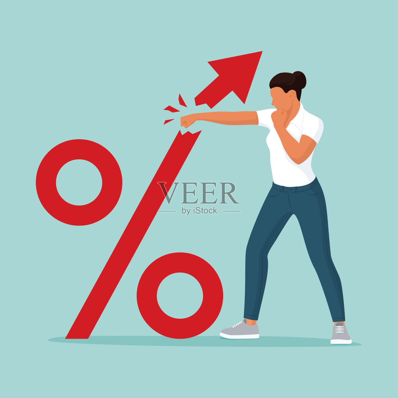 愤怒的妇女与物价上涨作斗争插画图片素材