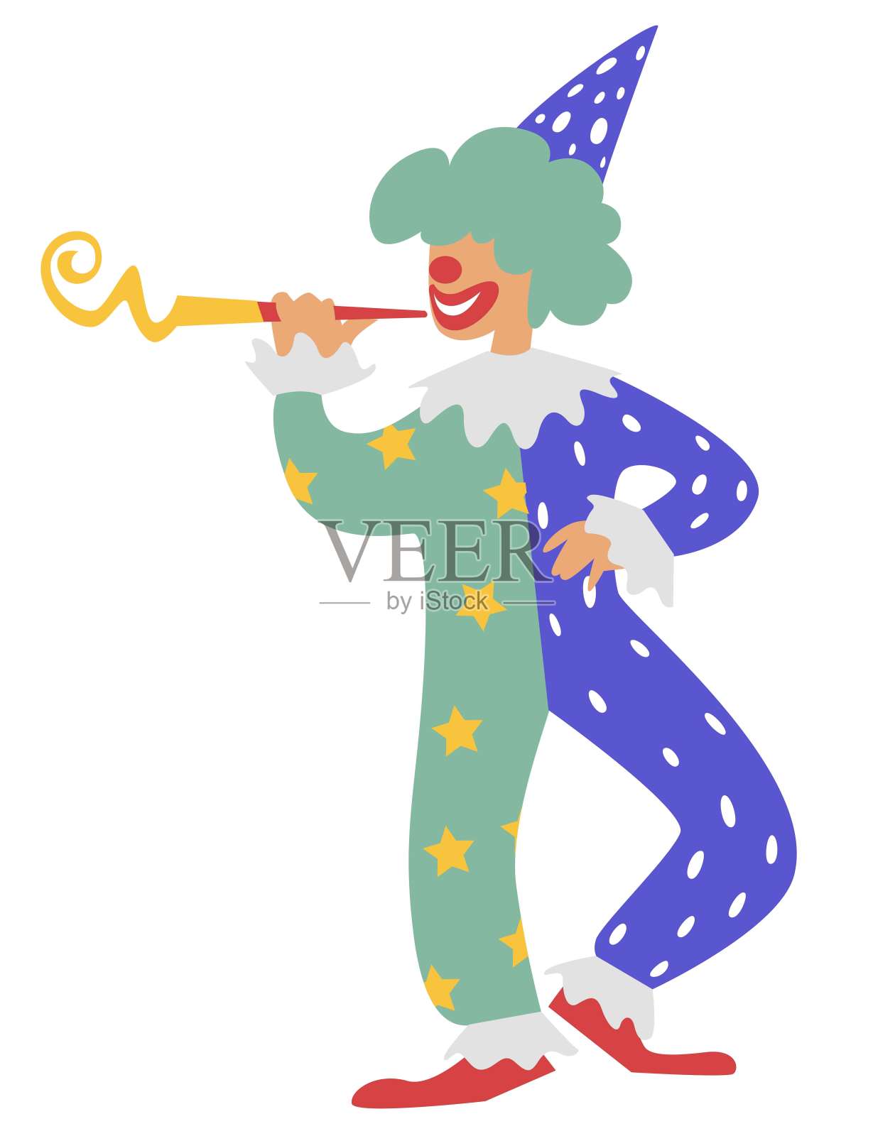 小丑幼稚的节日动画娱乐技巧和笑话插画图片素材