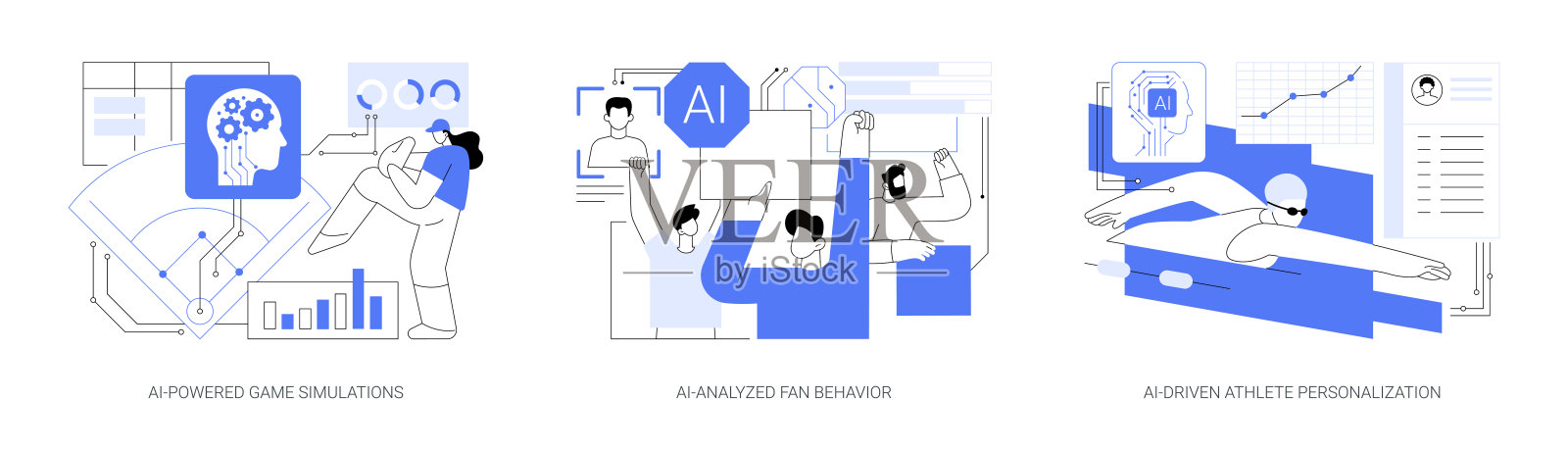 AI在体育抽象概念矢量插图。插画图片素材