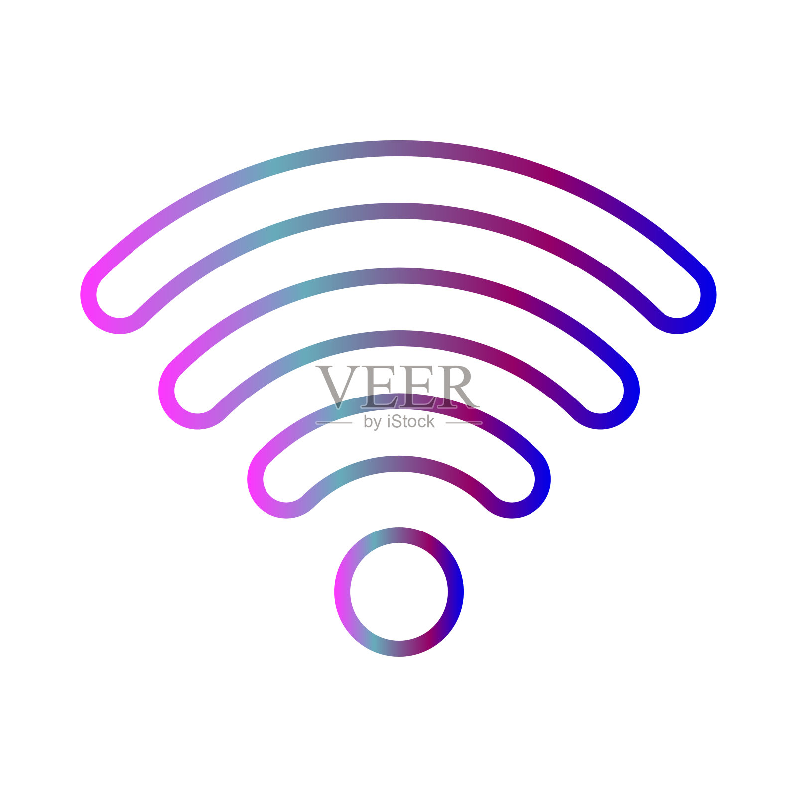 Wifi符号图标，无线彩色轮廓隔离在白色背景-矢量插画图片素材