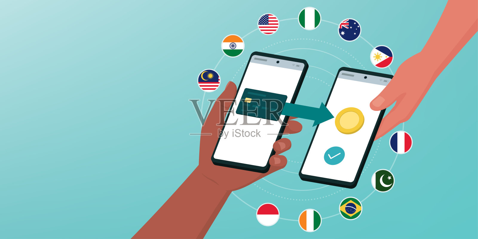 用户在线汇款，国际汇款插画图片素材