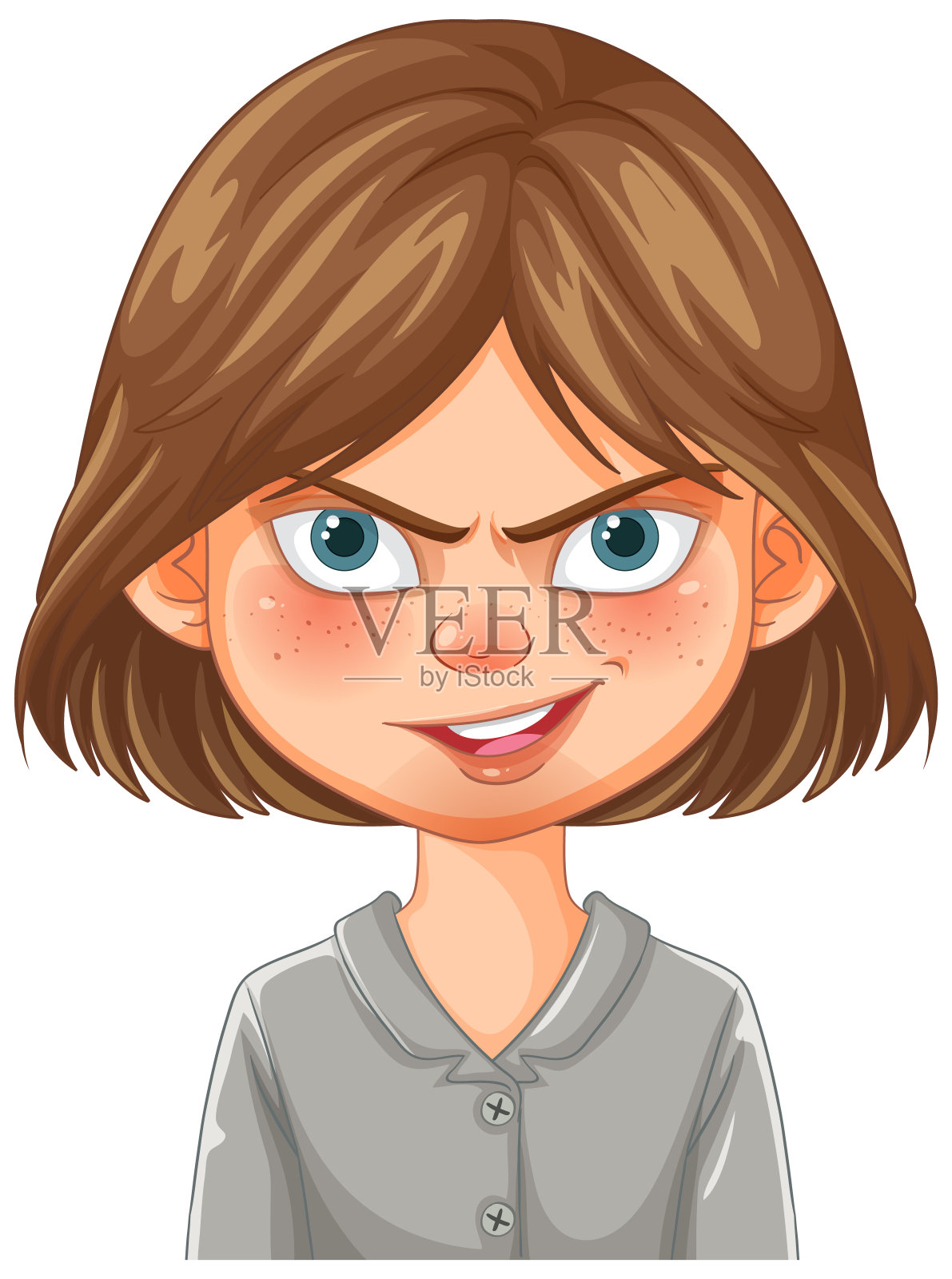 一个有雀斑的自信女孩的插图插画图片素材