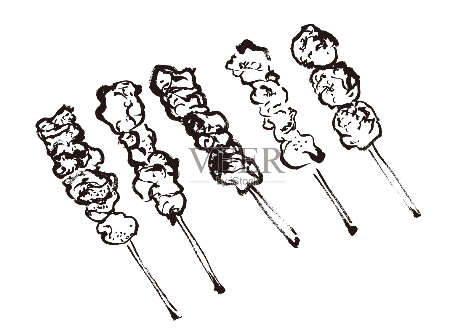 烤鸡肉笔画插图插画图片素材