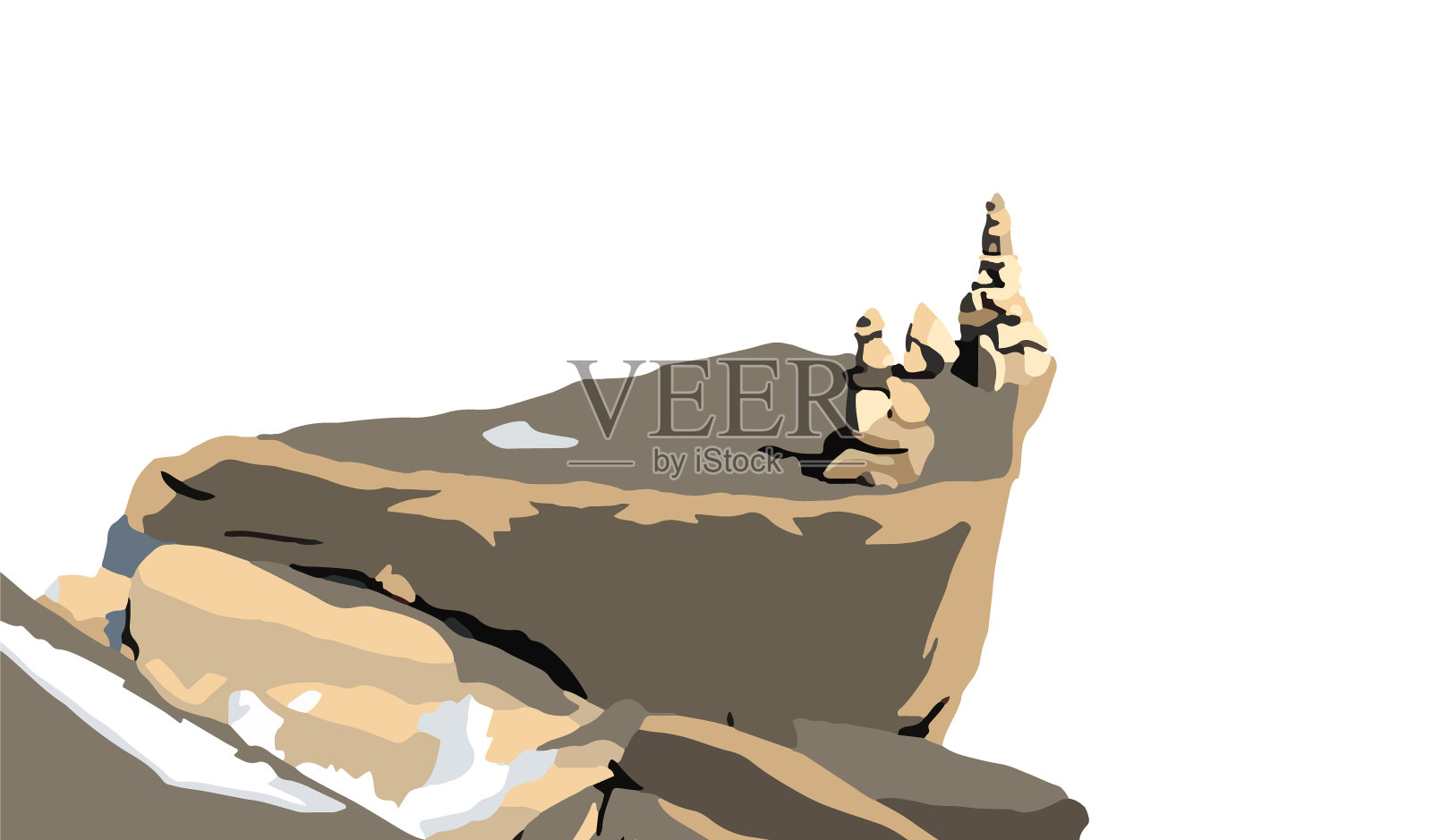 大石头上有石头金字塔或石人插画图片素材