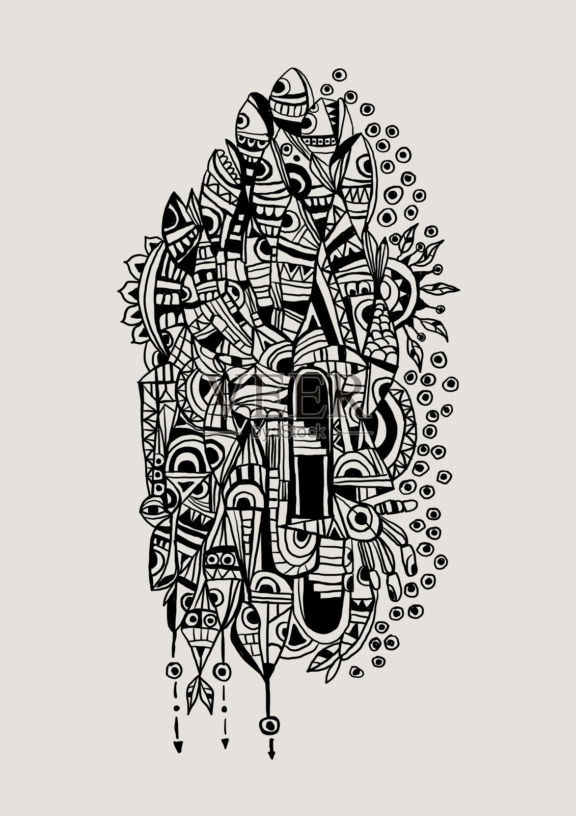 抽象艺术木刻风格插画图片素材