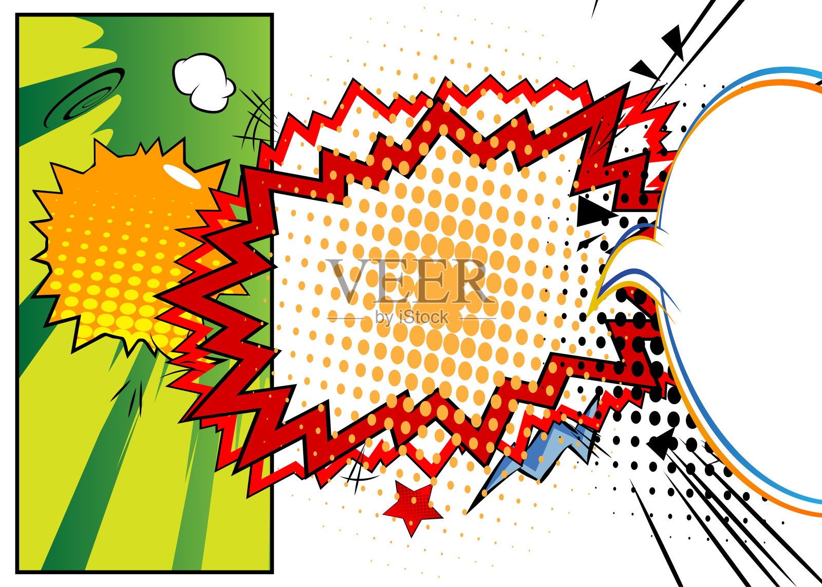 酷抽象的卡通背景，漫画书的背景。复古矢量漫画波普艺术设计。插画图片素材