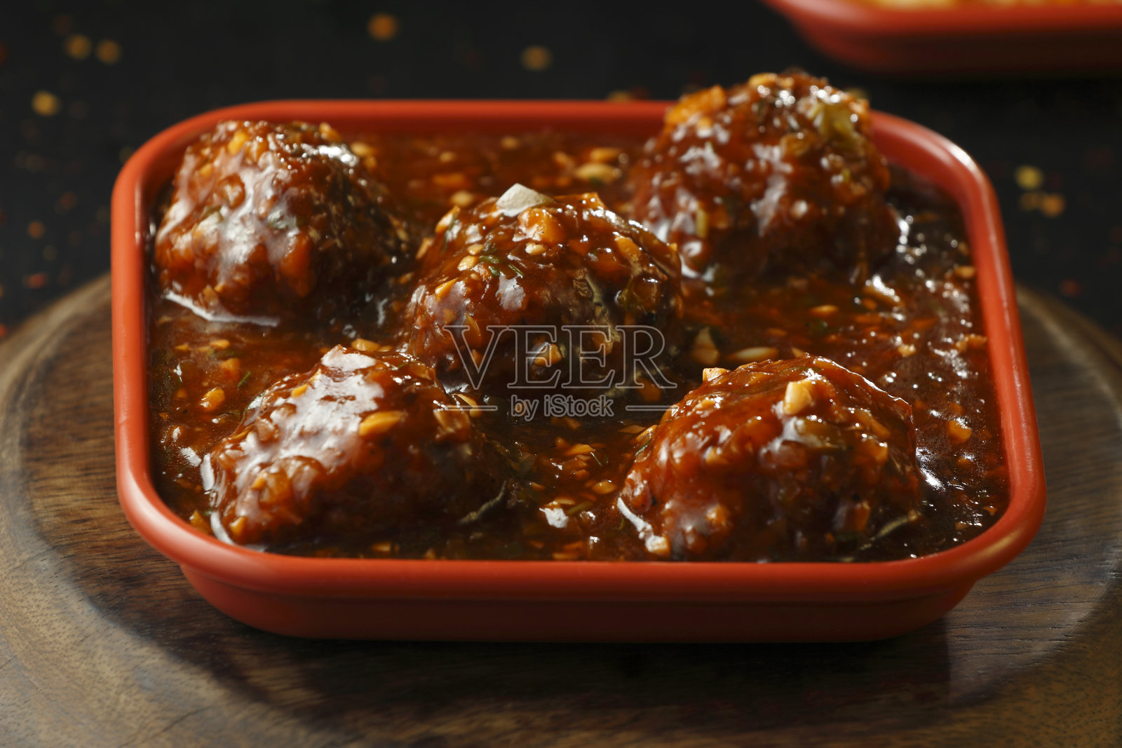 满洲菜配肉汁照片摄影图片