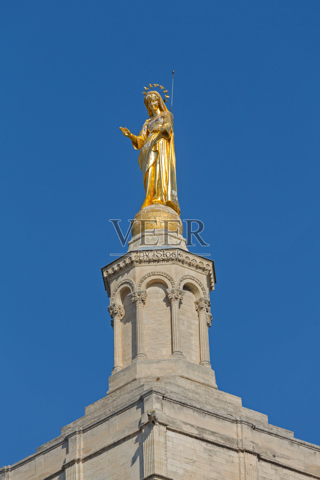 圣母玛利亚·阿维尼翁雕像照片摄影图片