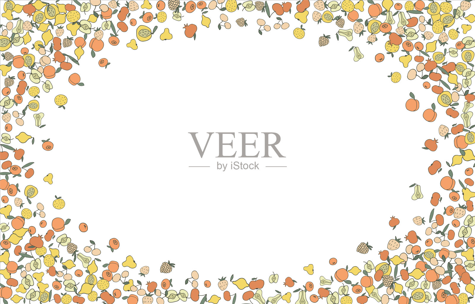 明亮多汁的浆果。框架采用天然产品。空白文本空间。也可以用作横幅，传单，纹理，海报。手绘。向量的背景。插图插画图片素材