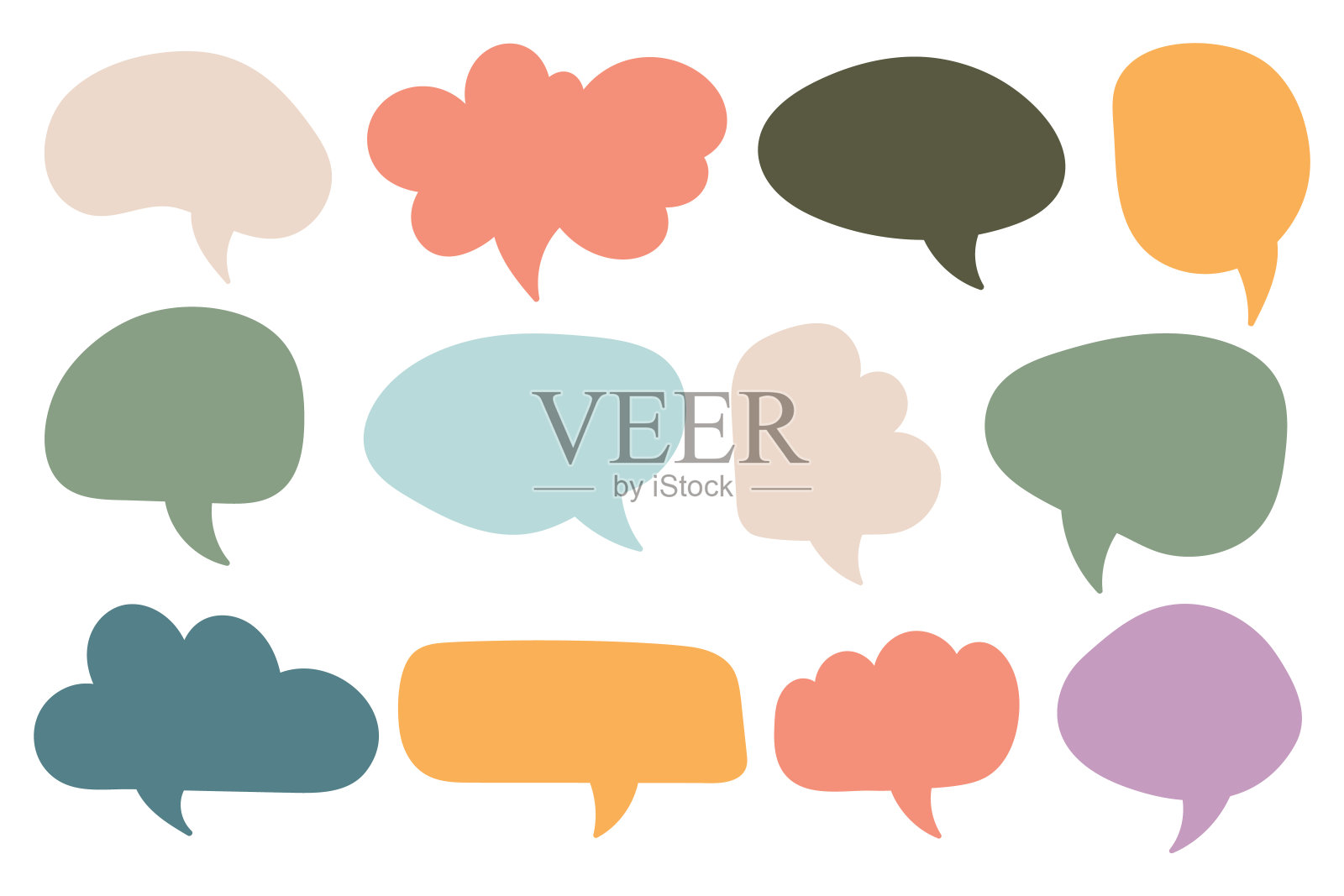 彩色交流语音泡泡集插画图片素材