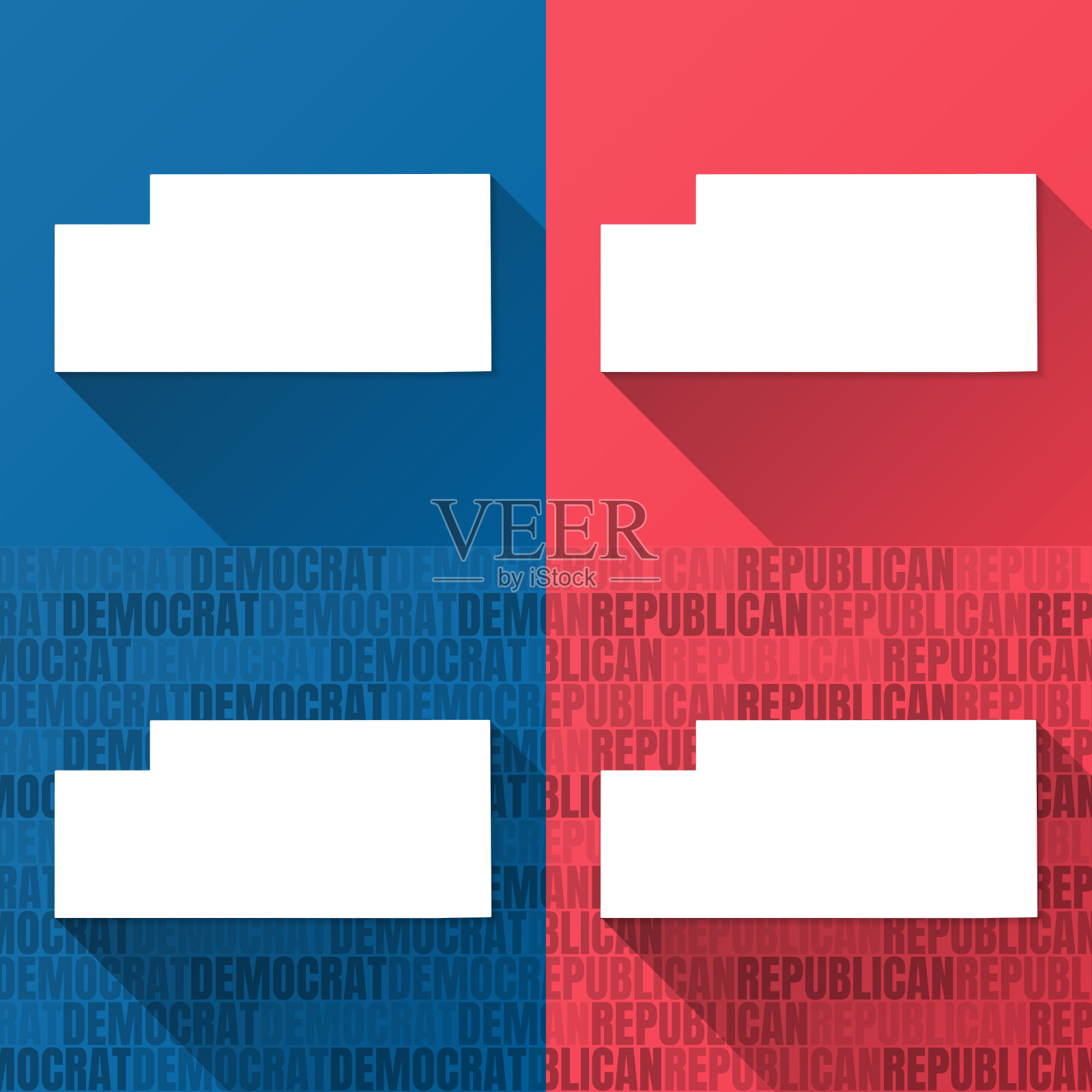 北达科他州的坡县。蓝色和红色背景的地图插画图片素材