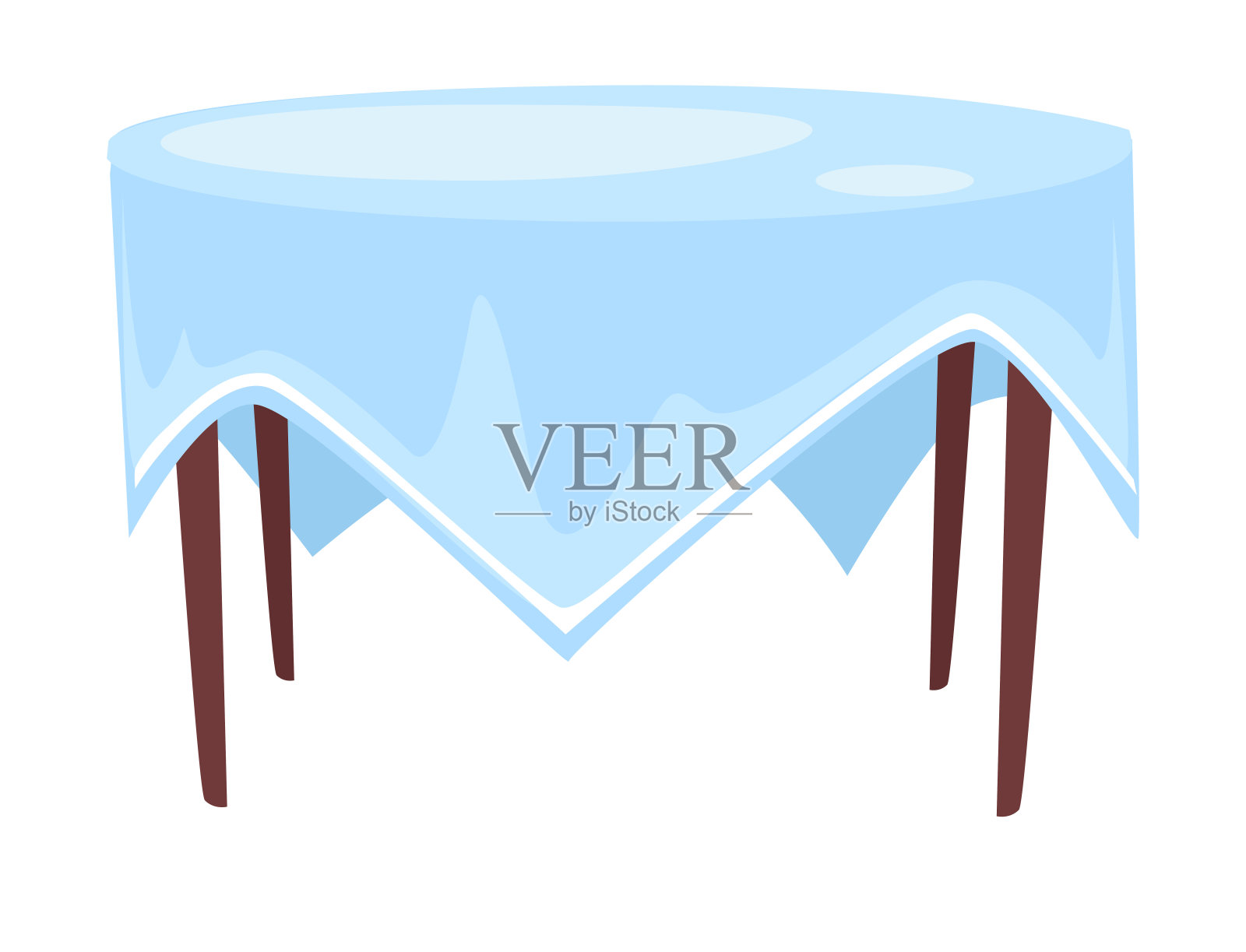 圆桌上的桌布孤立的图标，咖啡馆或餐馆插画图片素材