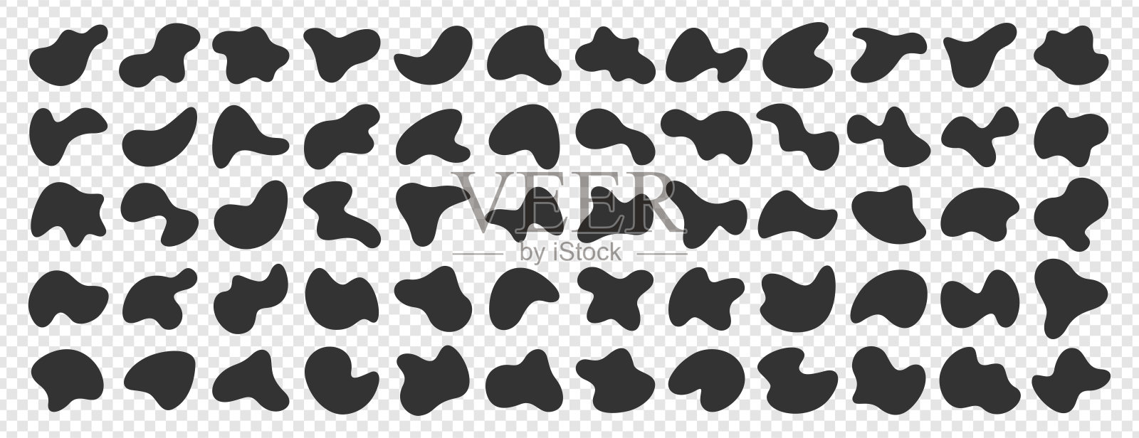 一套黑色液体斑点，液滴或自由形式的有机流体形状插画图片素材