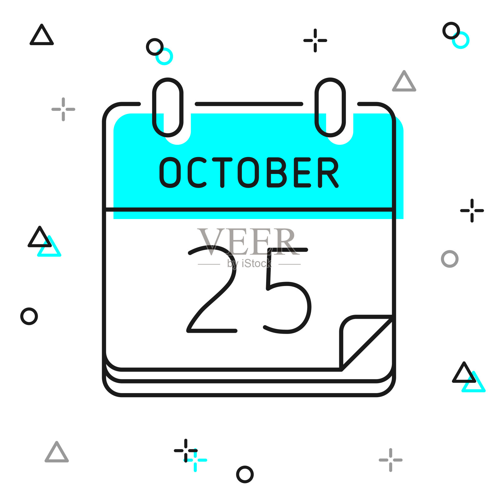 10月25日。白色背景上的线图标插画图片素材