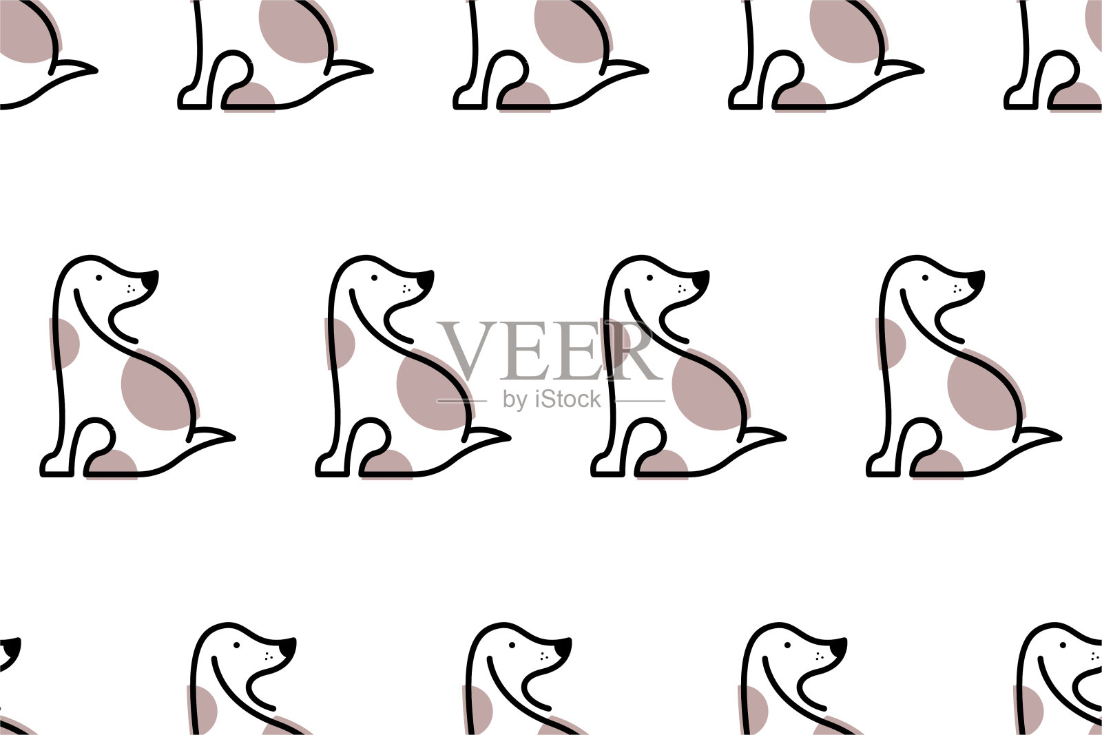 可爱的狗无缝图案背景插画图片素材