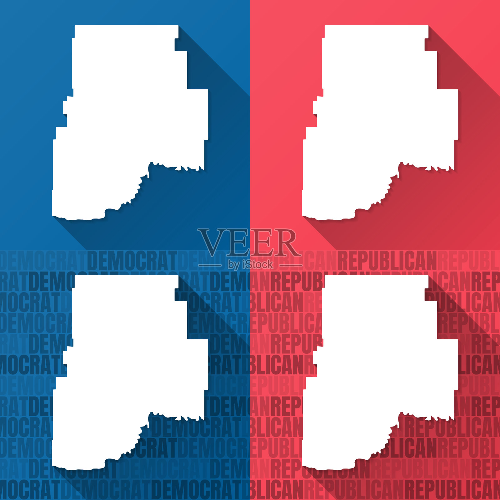 蒙大拿州山谷县。蓝色和红色背景的地图插画图片素材