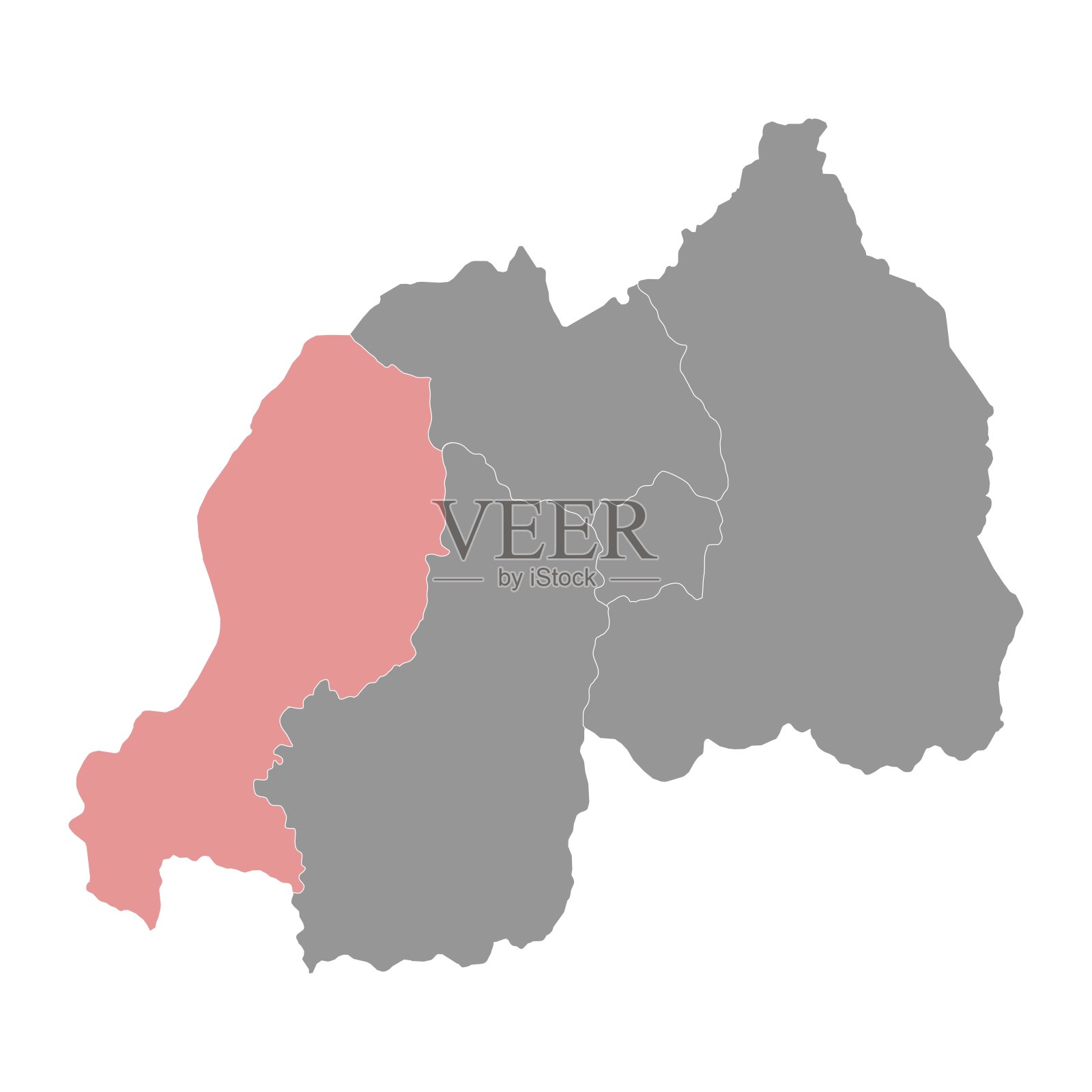 西部省地图，卢旺达行政区划。矢量插图。插画图片素材