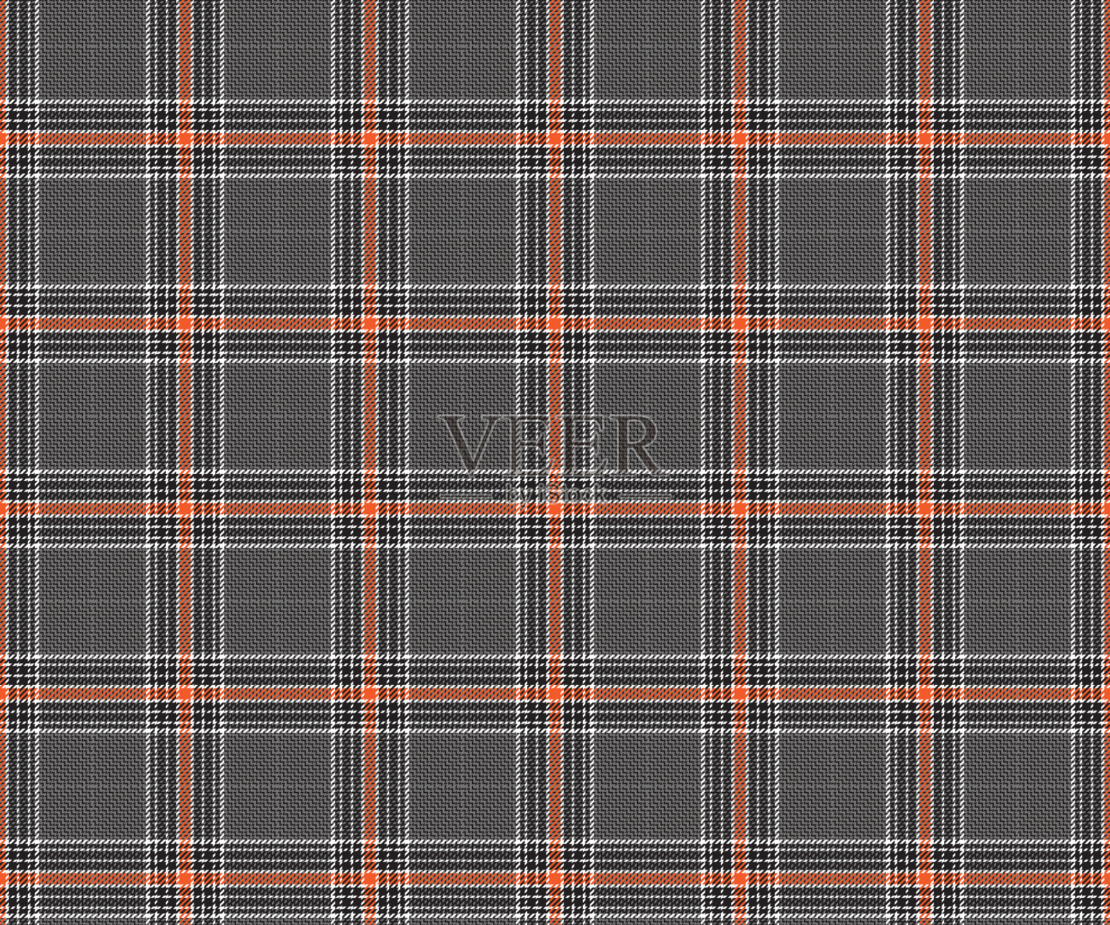 格纹织物图案，灰色、黑色、白色、橙色，无缝用于纺织品，并用于设计服装、裙子、裤子或装饰织物。矢量插图。插画图片素材