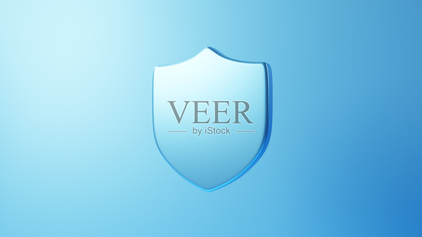 3 d演示。蓝色盾牌与金属纹理在蓝色背景。(水平)照片摄影图片