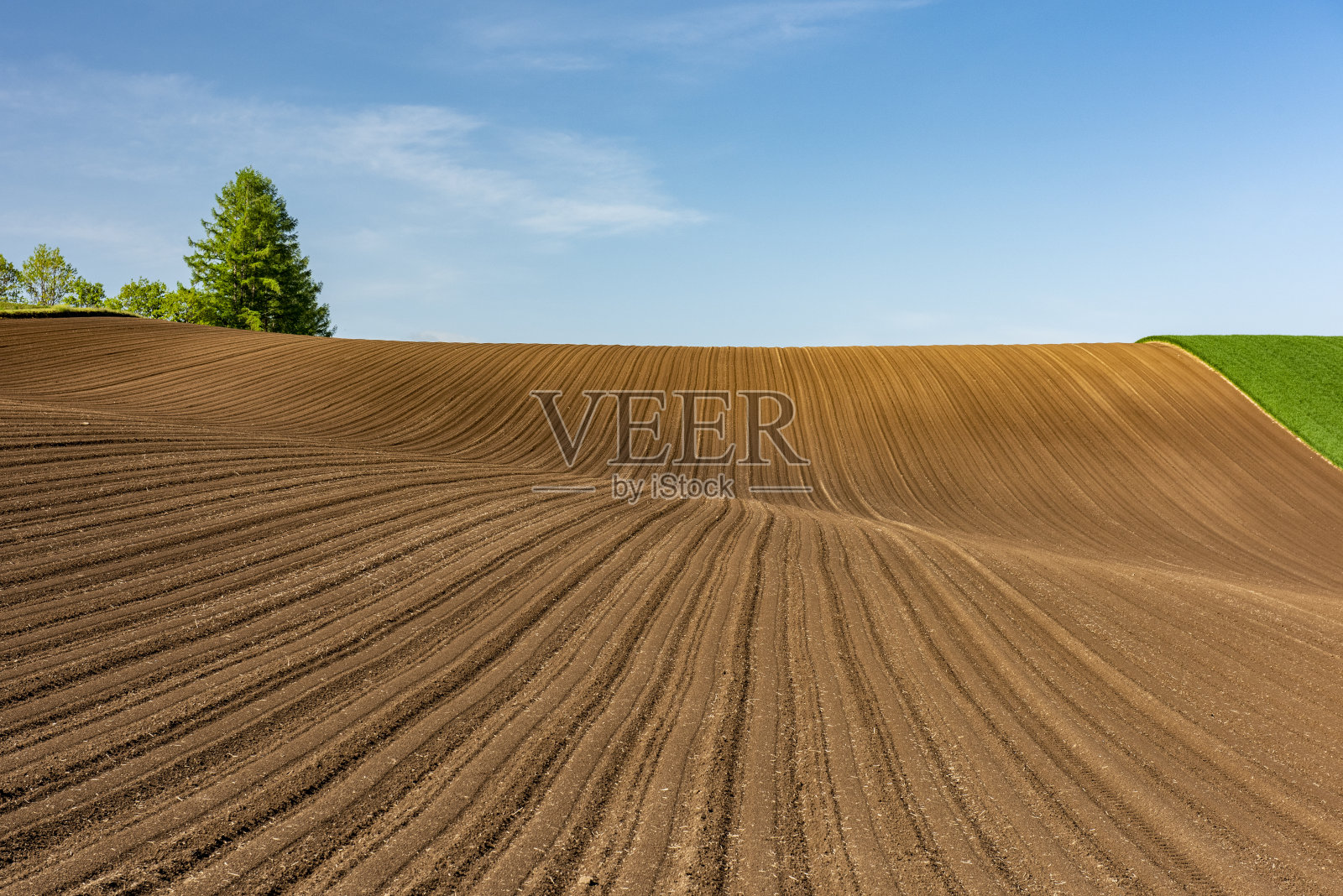 有大山脊的耕地照片摄影图片