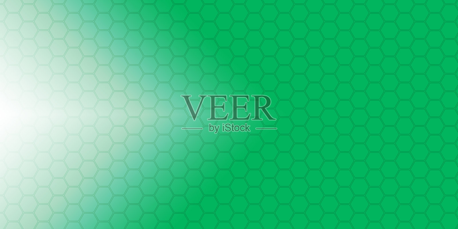 一个绿色的背景和渐变与六边形网格的模式。插画图片素材