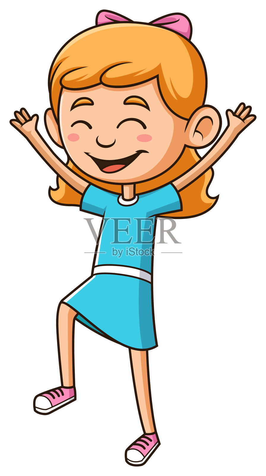 白人女孩庆祝卡通插画插画图片素材
