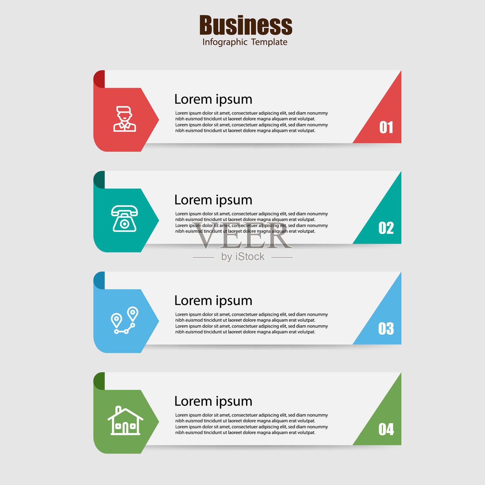 四阶段信息图形元素模板向量插画图片素材