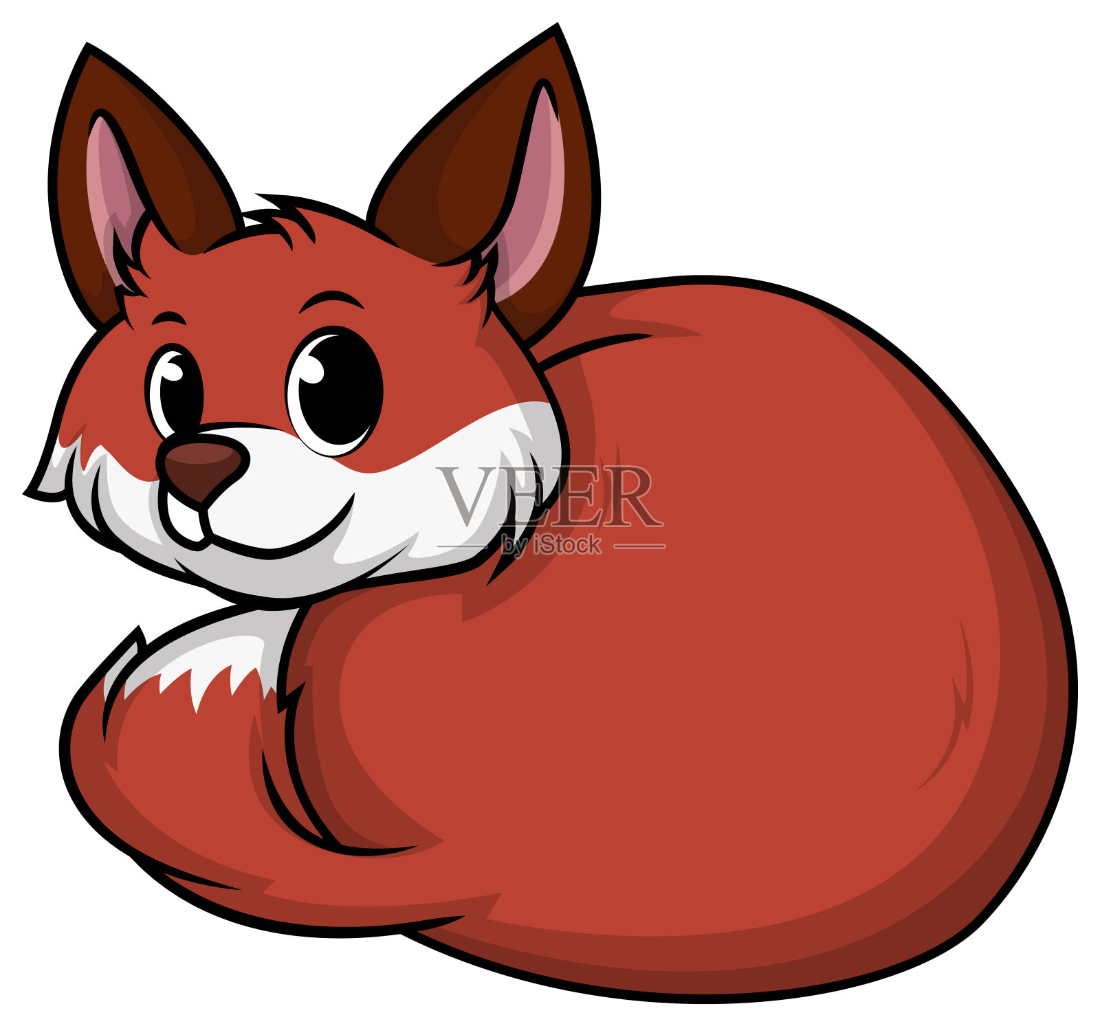 狐狸卷起卡通插图插画图片素材