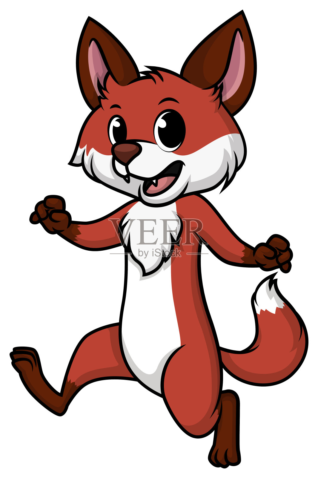 可爱的狐狸人物跳跃的卡通插图插画图片素材