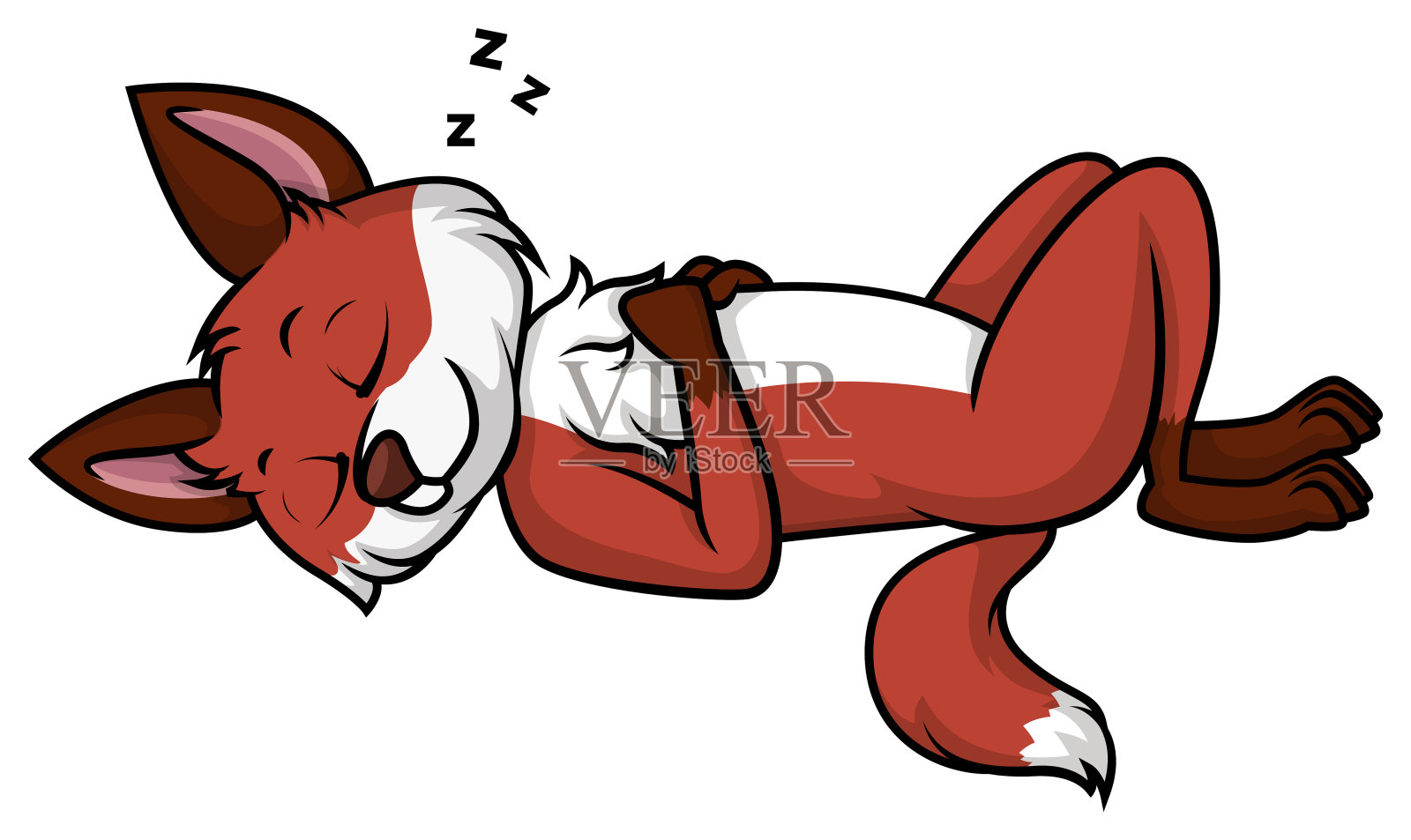 小狐狸打盹的卡通插图插画图片素材