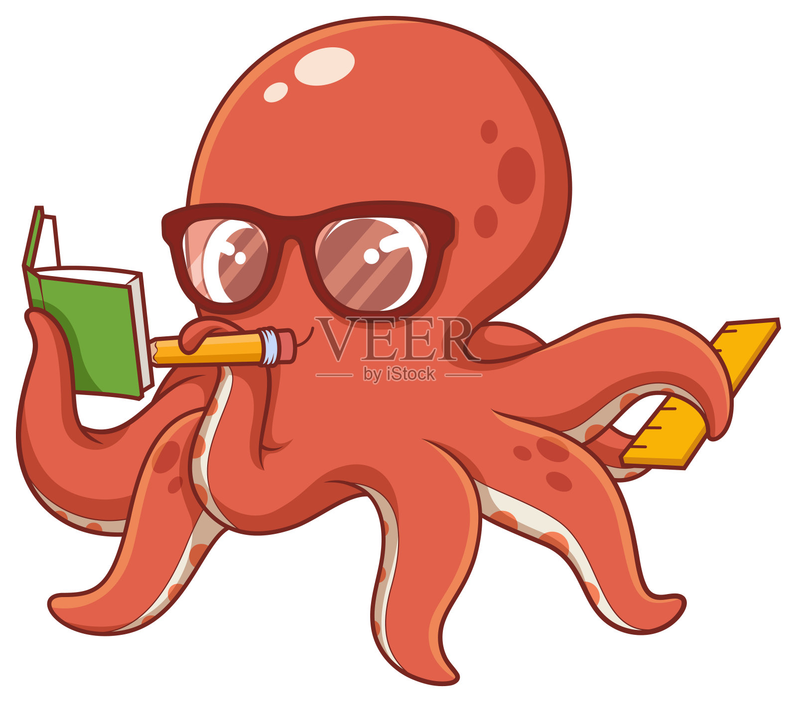 可爱的章鱼写卡通插图插画图片素材