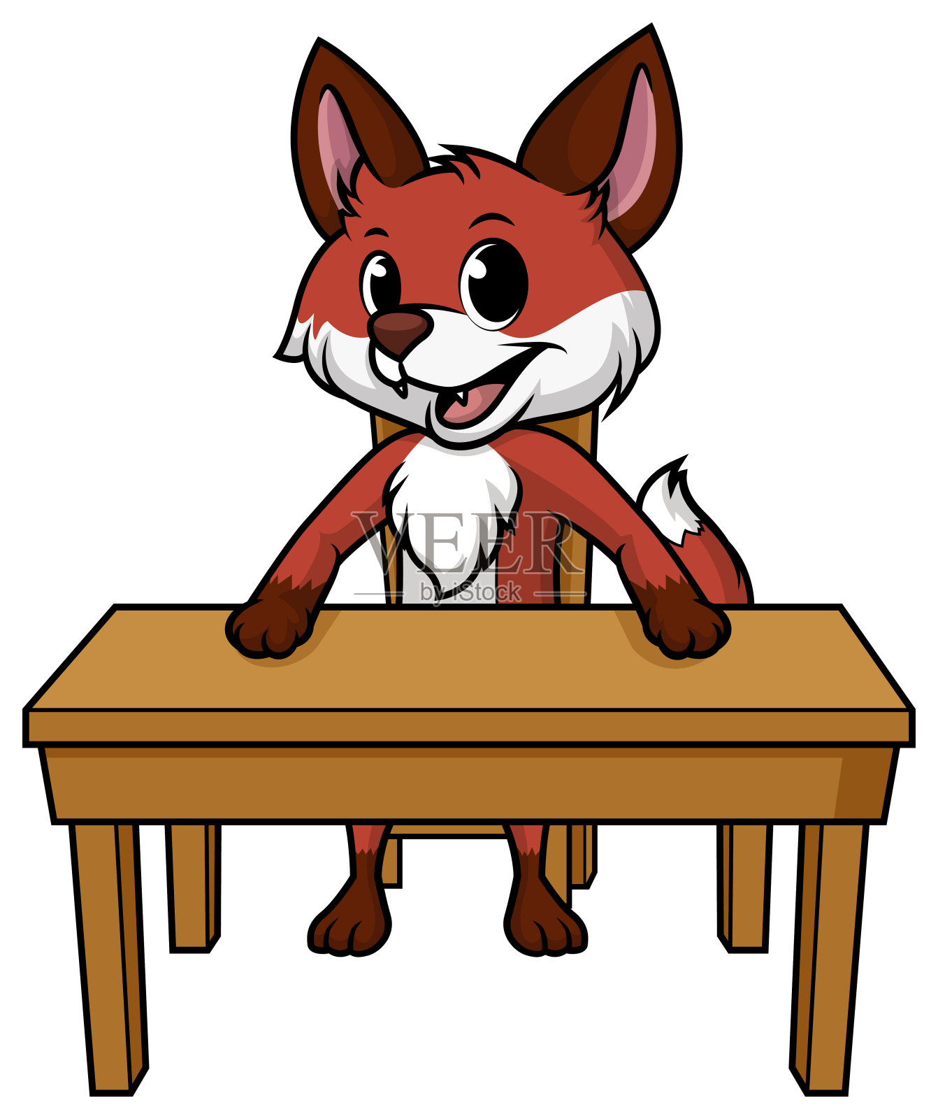 狐狸学生书桌漫画插图插画图片素材