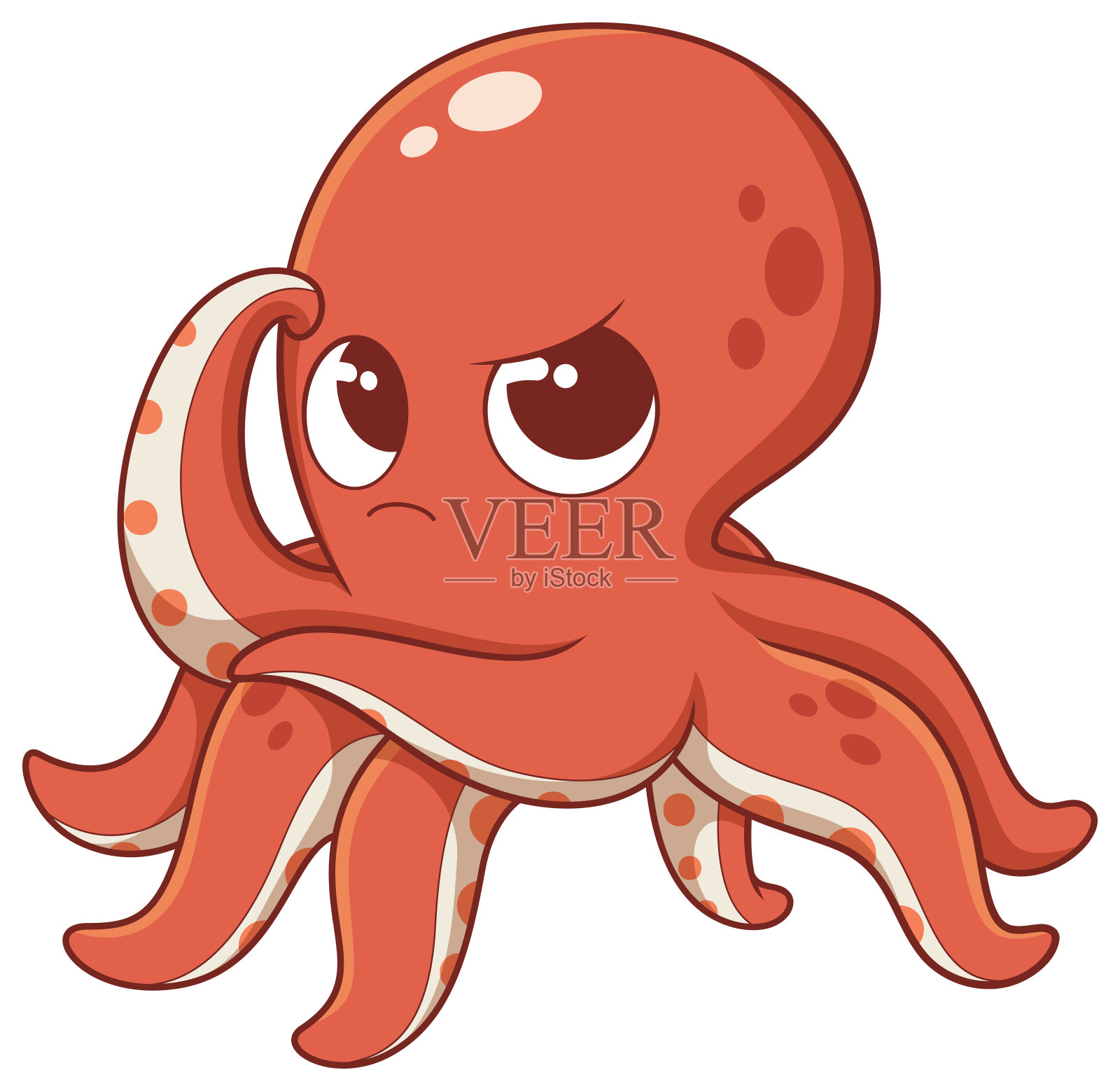 可爱的章鱼思考卡通插图插画图片素材
