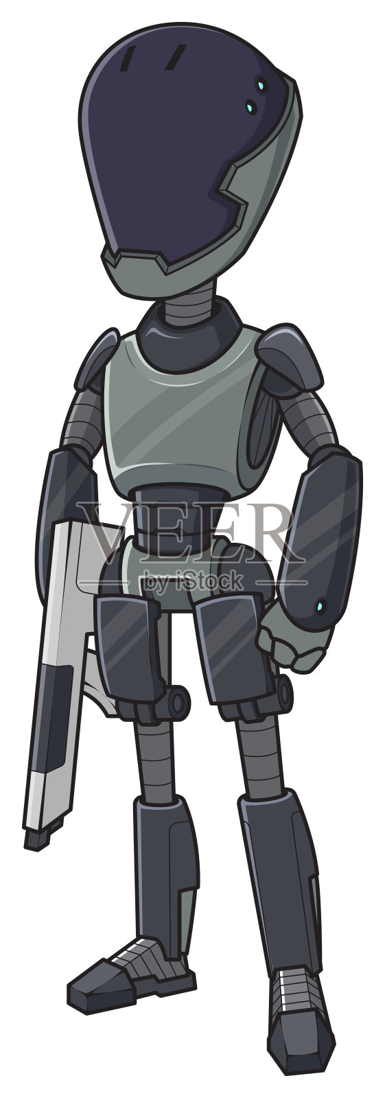 半机械人战士人物卡通插画插画图片素材