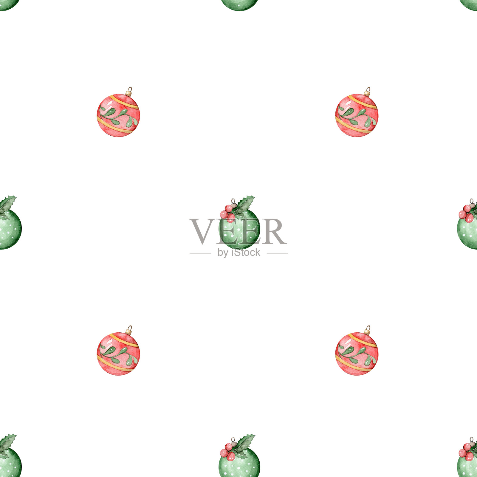 无缝图案与圣诞球插画图片素材