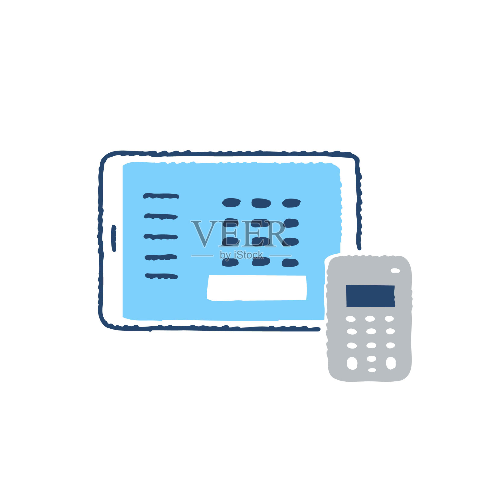 无现金支付，支付终端和平板收银机插画图片素材