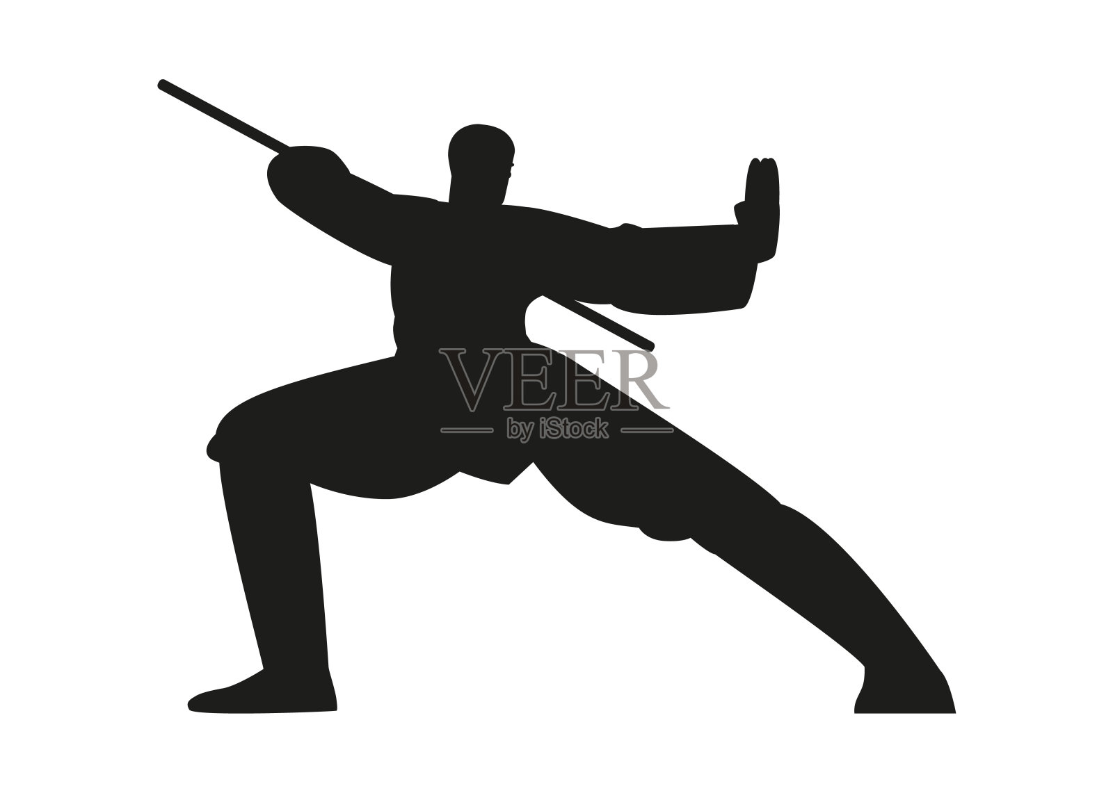 这位武术家精通柔术。黑色的轮廓。插画图片素材