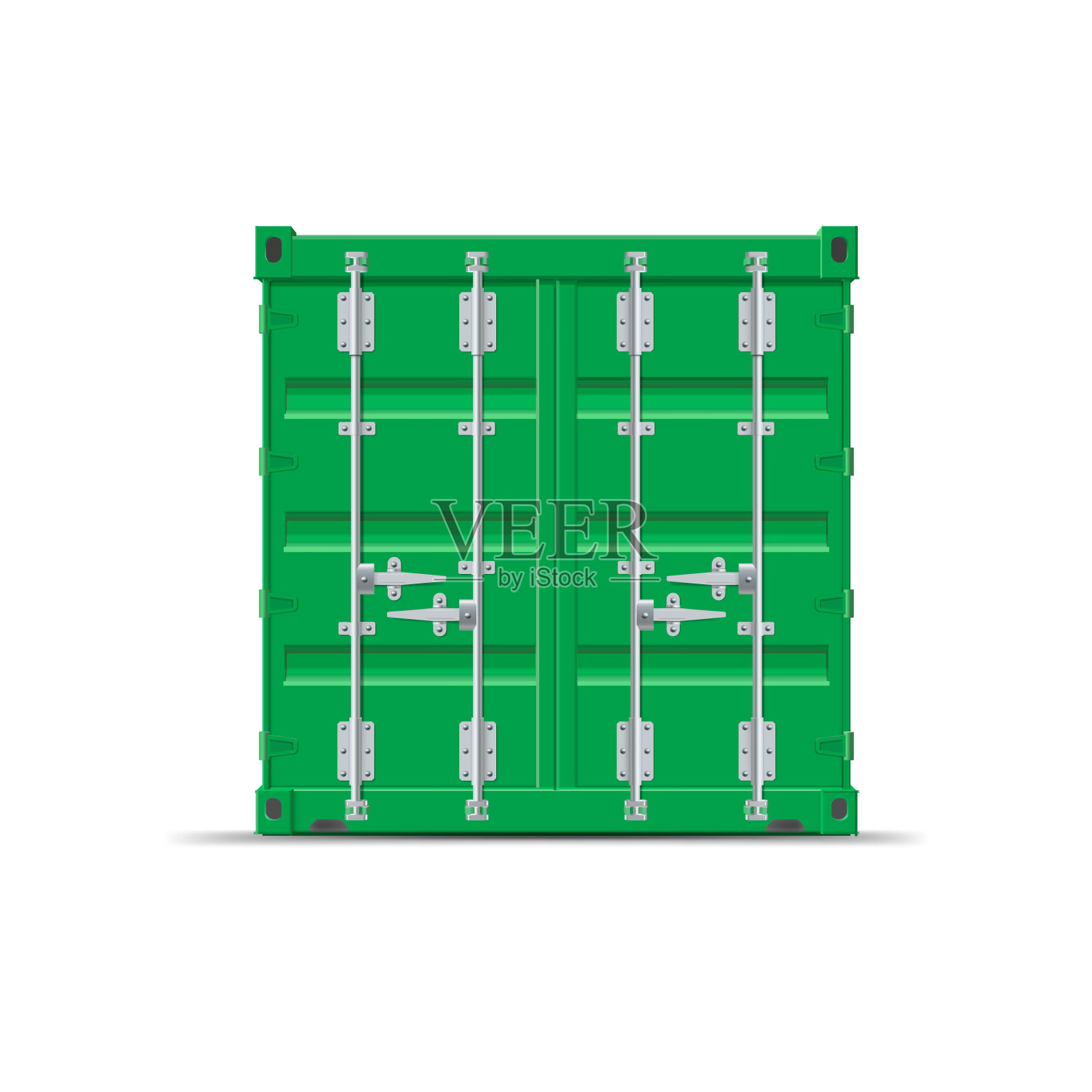 绿色Ñ´封闭的金属3D容器，用于在白色背景上存储导出和导入插画图片素材